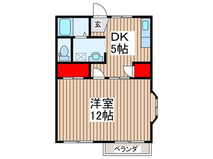 アップルパイIII(1DK/2階)の間取り写真