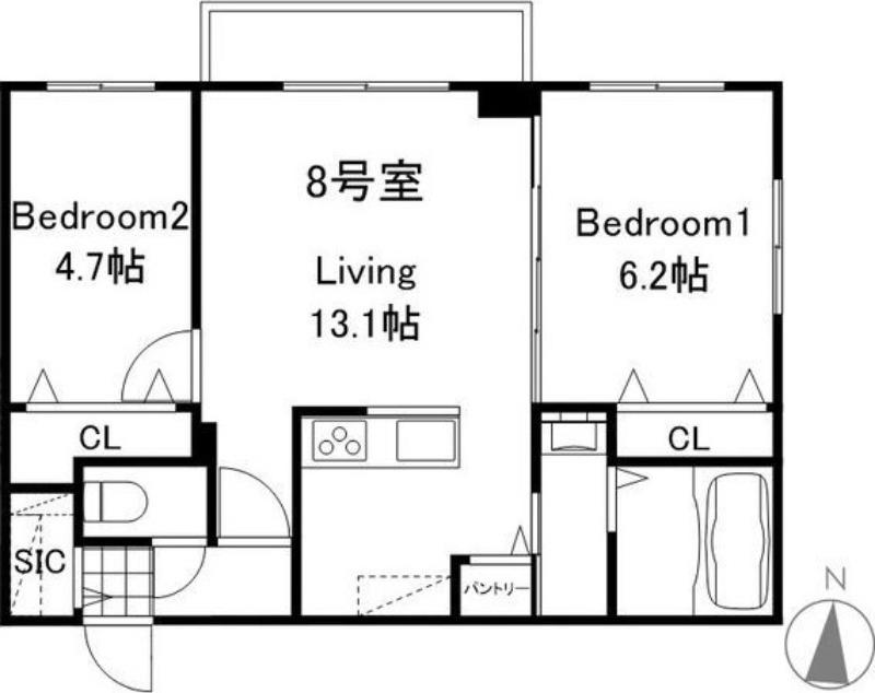 AUGUSTA伏見(2LDK/3階)の間取り写真