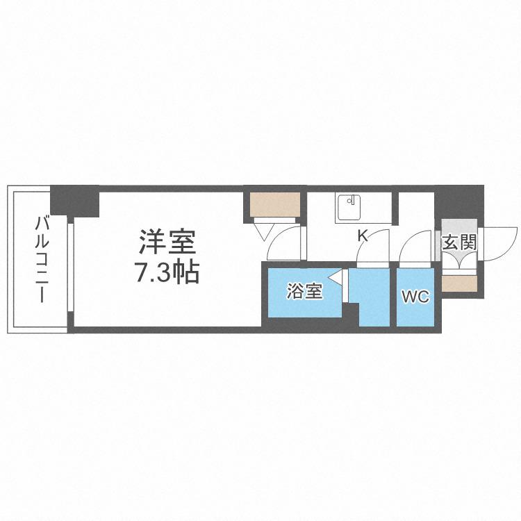ファステート難波グランプリ(1K/15階)の間取り写真