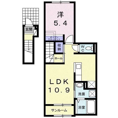 ルミエール・K-V(1LDK/2階)の間取り写真