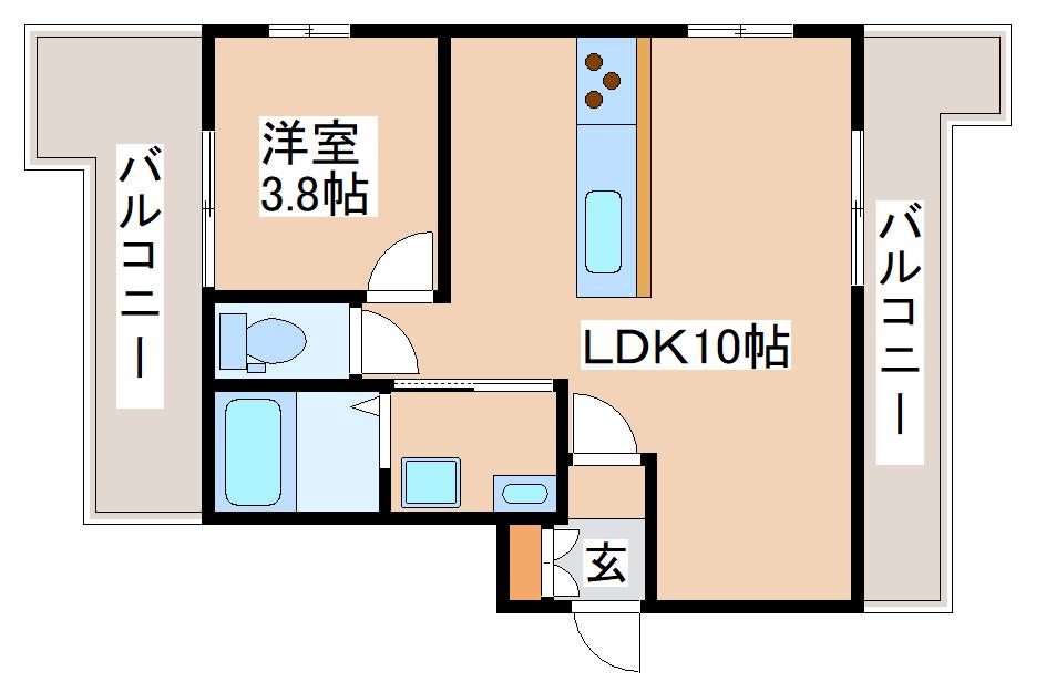 板宿北マンション(1LDK/4階)の間取り写真