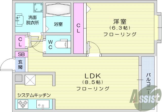 VILLA NOV(1LDK/1階)の間取り写真