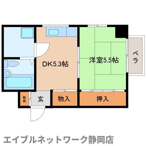 アノンテラス静岡(1DK/3階)の間取り写真