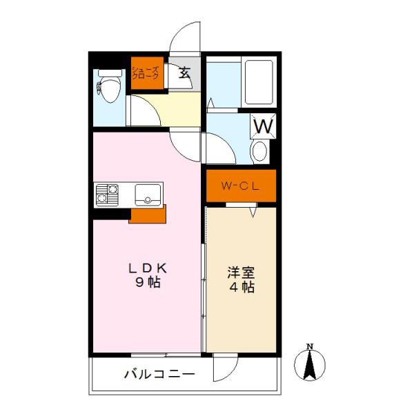 ドエルS・N I(1LDK/1階)の間取り写真