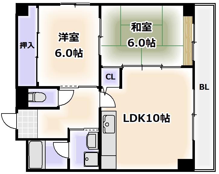 アンボジュール日愛(2LDK/4階)の間取り写真
