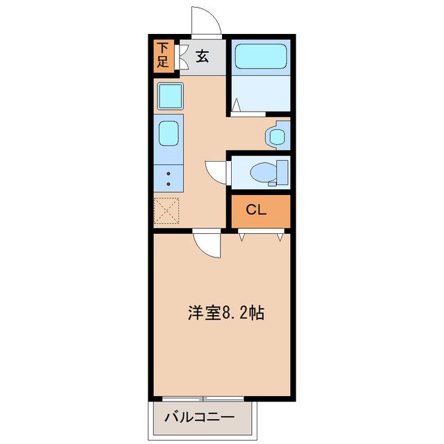 ソレイユパルクⅩ番館(1K/1階)の間取り写真