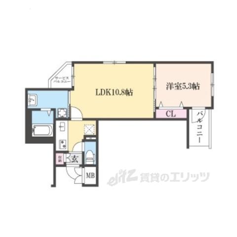 ファーストフィオーレ京都コーヴォ(1LDK/4階)の間取り写真