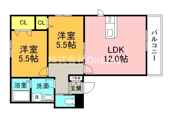 ファミーユ林寺(2LDK/1階)の間取り写真