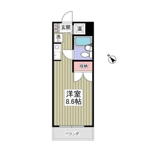 リュミエ本厚木(ワンルーム/2階)の間取り写真