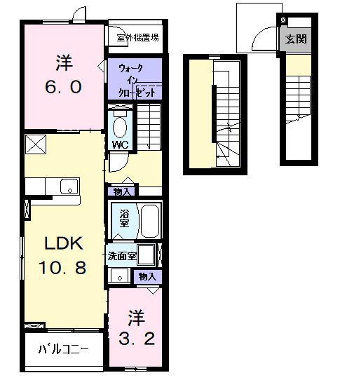 レントンハウス(2LDK/3階)の間取り写真