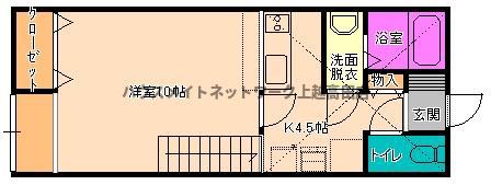 オレンジヒルズJ2(1K/2階)の間取り写真