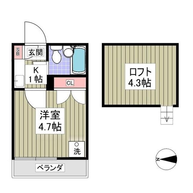 ロゼリア(1K/1階)の間取り写真