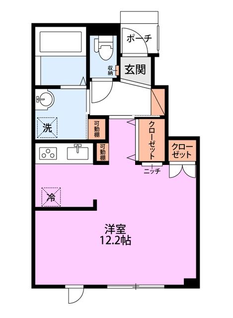 カルチェ(ワンルーム/1階)の間取り写真