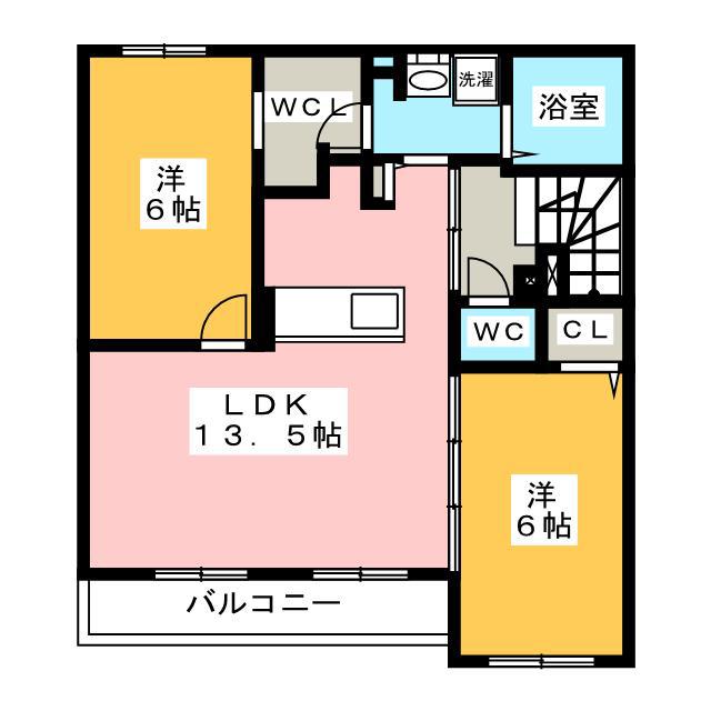 エスポワール(2LDK/2階)の間取り写真