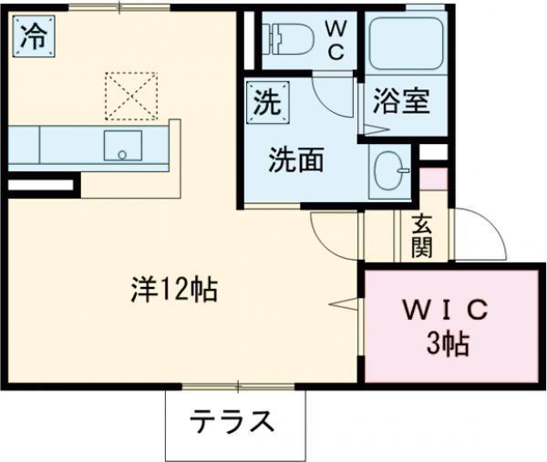 セジュールショコラ(ワンルーム/1階)の間取り写真