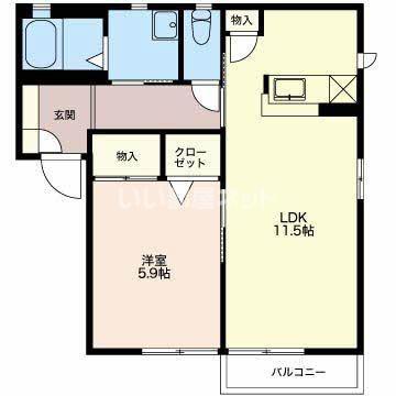 サンシャイン浜岡 B(1LDK/2階)の間取り写真