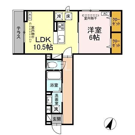 シャンティ(1LDK/1階)の間取り写真