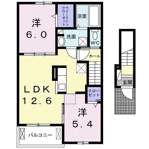 プレッソ橿原I(2LDK/2階)の間取り写真