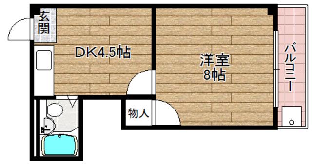 ハイツ88(1DK/4階)の間取り写真