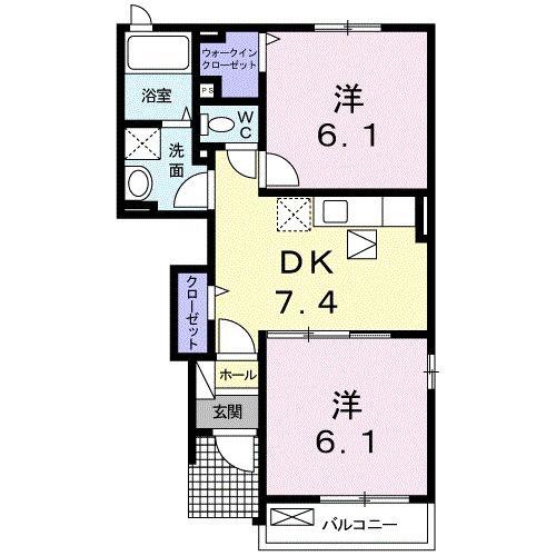 ミルト立花 II(2DK/1階)の間取り写真