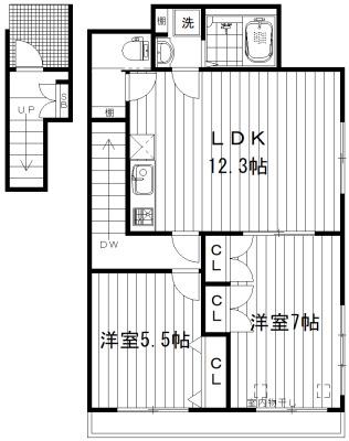 メゾン U(2LDK/2階)の間取り写真