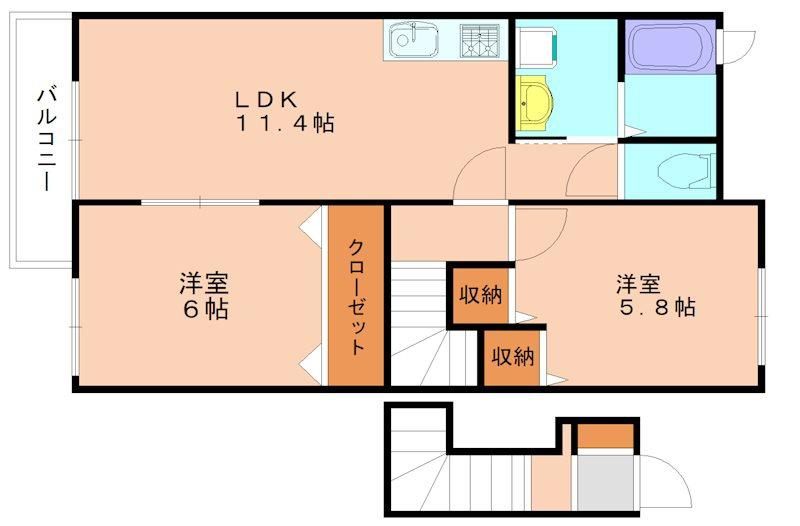 フェアリーライフI(2LDK/2階)の間取り写真