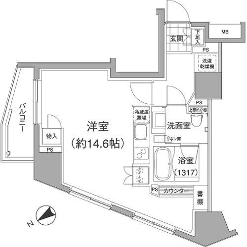 パークハビオ元麻布(ワンルーム/6階)の間取り写真