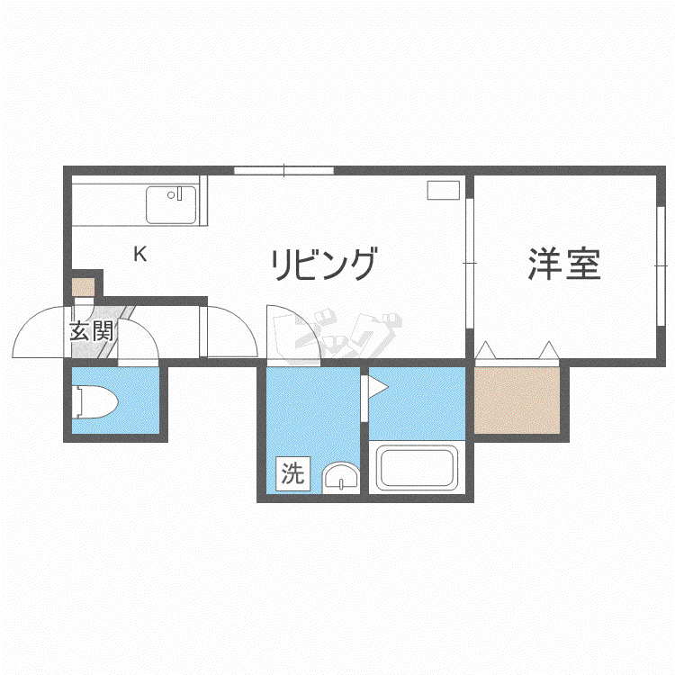 ロックサイドMS(1LDK/3階)の間取り写真