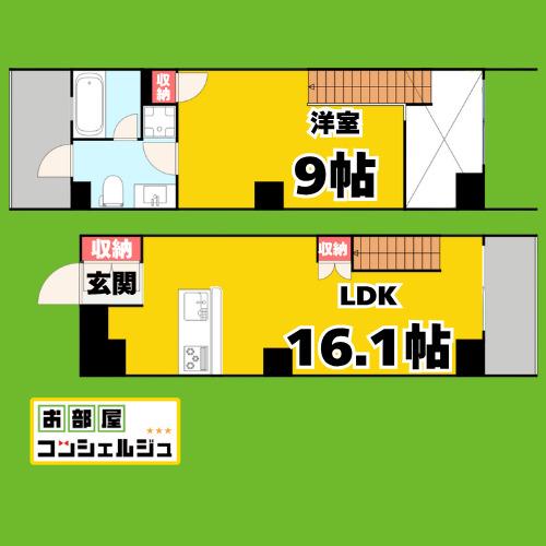 スクエア名駅南(1LDK/9階)の間取り写真