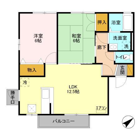 エスペランサC(2LDK/1階)の間取り写真