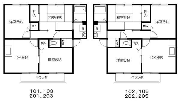 ウインディア今堀(3DK/1階)の間取り写真