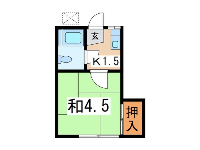 テラス中山(1K/2階)の間取り写真