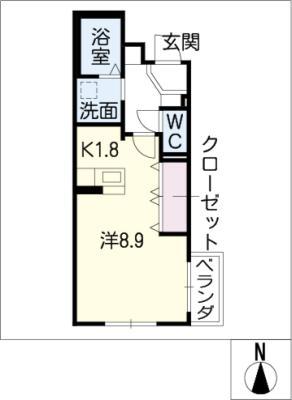 スターブル檀渓(ワンルーム/1階)の間取り写真