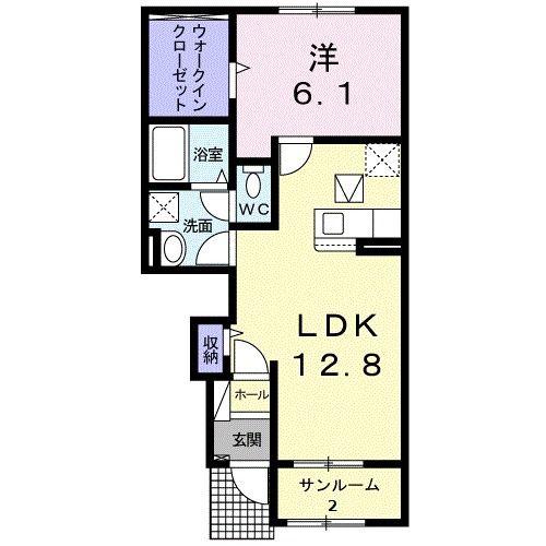 サン・グラーナ(1LDK/1階)の間取り写真