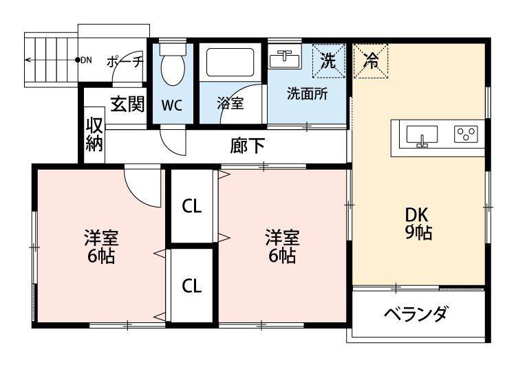 フラッツ中島(2DK/2階)の間取り写真