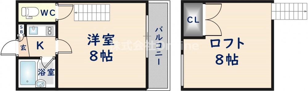 ベルジュネス(1K/1階)の間取り写真