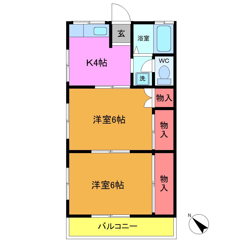 田中荘(2K/2階)の間取り写真
