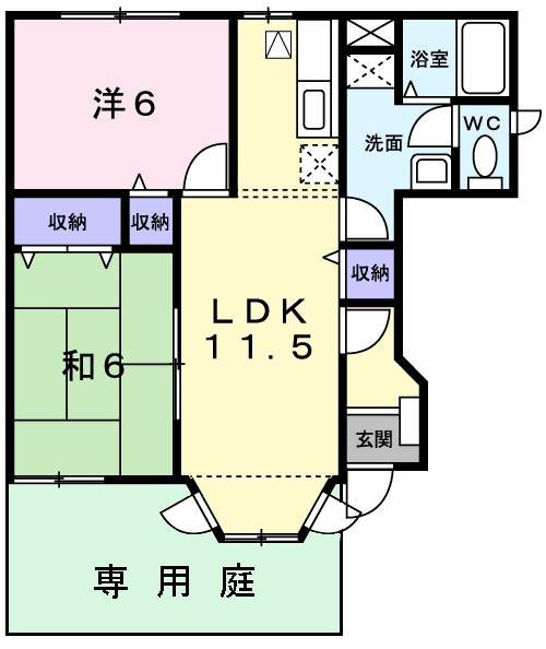 アメニティ・ヴィラ(2LDK/1階)の間取り写真