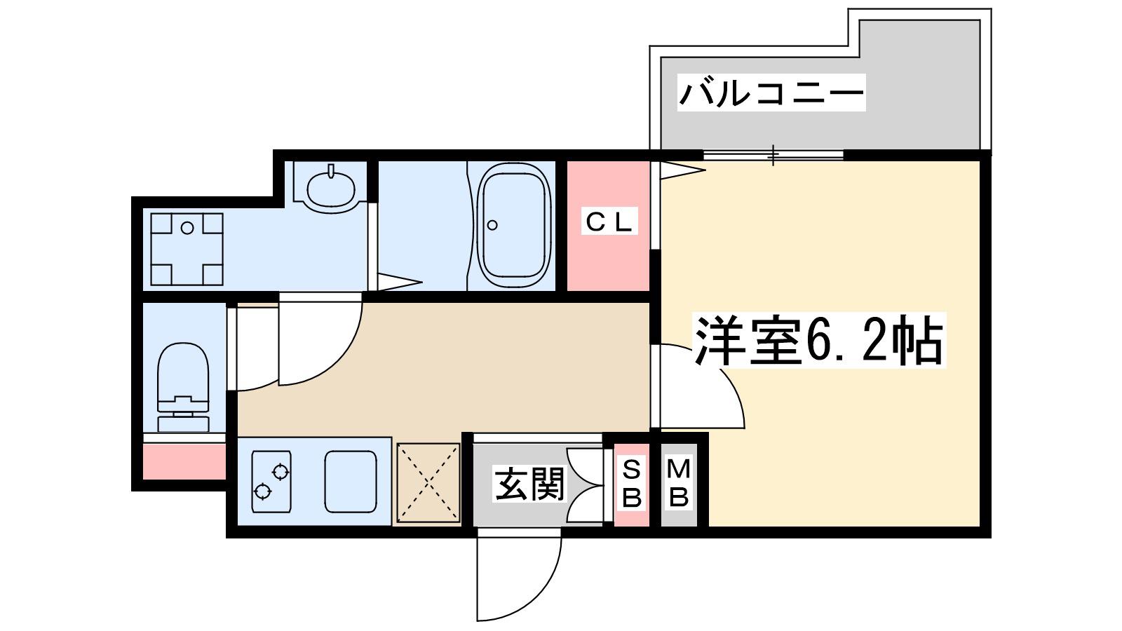 ディームス新大阪(1K/6階)の間取り写真