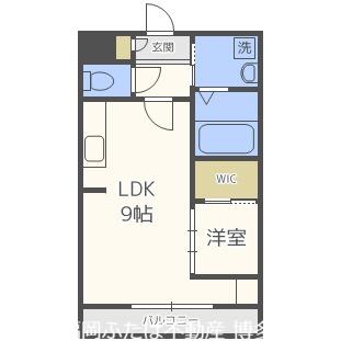 マイプレイス福重(1LDK/3階)の間取り写真