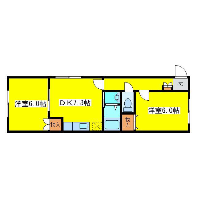 ビッグバーンズマンション清田(2DK/1階)の間取り写真
