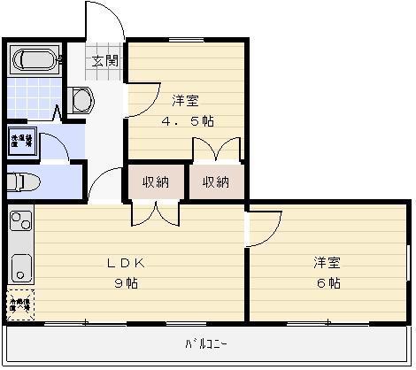 オーチャードI(2LDK/1階)の間取り写真