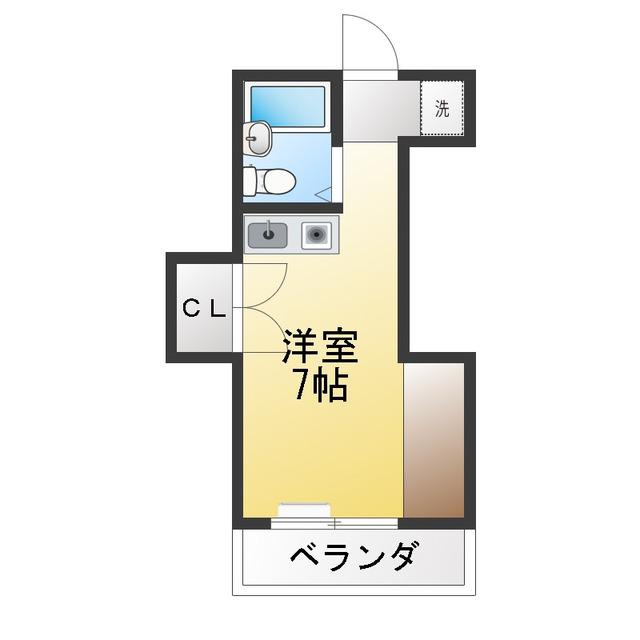 ハイム青木参番館(ワンルーム/2階)の間取り写真