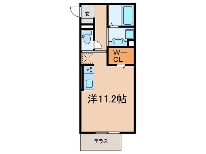 GRAND D-ROOM京町(ワンルーム/1階)の間取り写真
