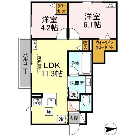 長泉87051 長屋工事(2LDK/1階)の間取り写真