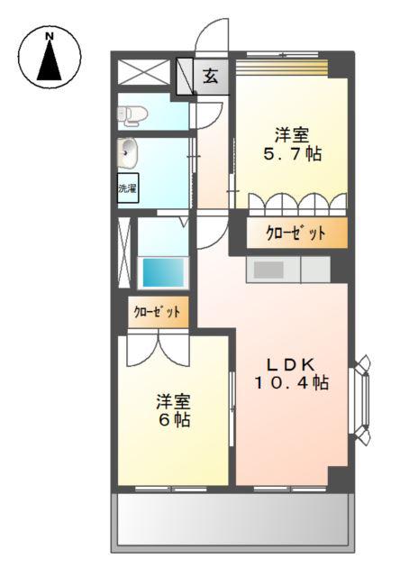 グランパレス・K(2LDK/2階)の間取り写真