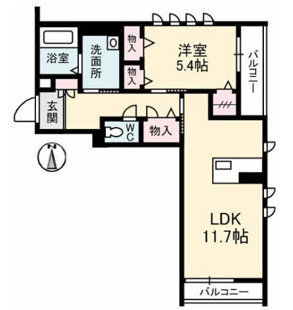 グランマスト今(1LDK/1階)の間取り写真
