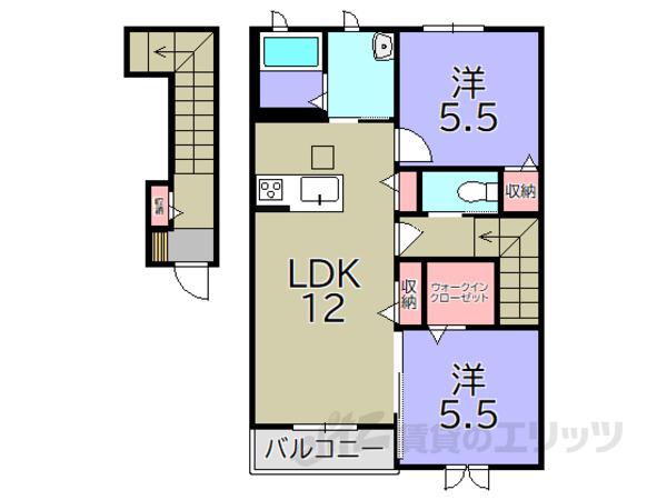 シャーメゾンフォンターナ(2LDK/2階)の間取り写真