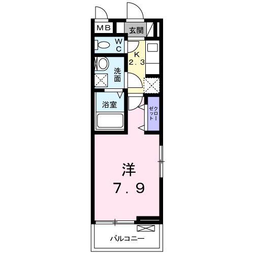 レーヴ市ヶ尾(1K/2階)の間取り写真
