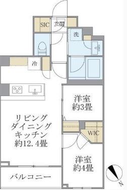 ラペルラ目黒東山II(2LDK/1階)の間取り写真